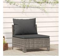 vidaXL Canapé central de jardin 362694 – en résine tressée avec coussin Gris