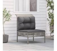vidaXL Canapé central de jardin 319667 avec coussin résine tressée Gris