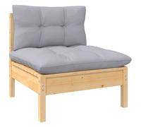 Vidaxl Canapé Central De Jardin Avec Coussins Gris Bois De Pin Massif Gris