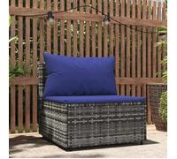 vidaXL Canapé central de jardin 319849 - résine tressée, coussins gris - sectionnel