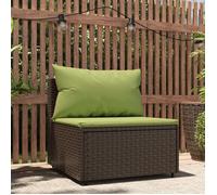 vidaXL Canapé central de jardin avec coussins marron résine tressée, canapé, canapé de jardin, canapé central sectionnel, 319833