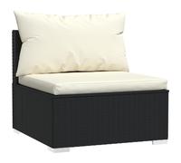 vidaXL Tuinmiddenbank met kussens poly rattan zwart317493 G