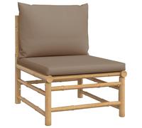 Canapé central de jardin avec coussins taupe bambou
