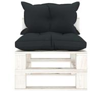 vidaXL Canapé central de jardin en palette avec coussin en bois anthracite