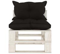 vidaXL Canapé central de jardin en palette avec coussin en bois noir