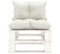 vidaXL Canapé central de jardin en palette avec coussins en bois beige