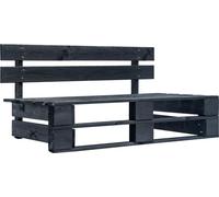 Vidaxl Canap¿¿ Central Palette De Jardin Noir Bois De Pin Impr¿¿Gn¿¿ Noir