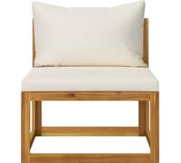 vidaXL Canapé central modulaire avec coussins blanc crème Acacia massif