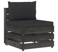 Vidaxl Canapé Central Sectionnel Avec Coussins Bois Imprégné De Gris Gris