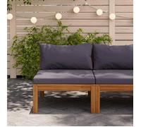 vidaXL Canapé central sectionnel Bois d'acacia - Coussins gris foncé