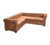 vidaXL Canapé chersterfield 5 places cuir artificiel marron Marron G