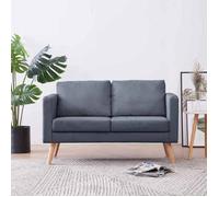 vidaXL Canapé Chesterfield 2 Place Tissu Gris Foncé Salle de Séjour Salon Sofa 242220