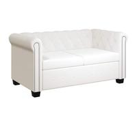 vidaXL Canapé Chesterfield 2 Places Blanc Canapé de Salon Mobilier de Salon Sofa