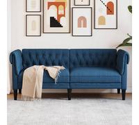 Vidaxl Canapé Chesterfield 2 Places Bleu Tissu Bleu