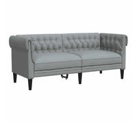 Canapé Chesterfield 2 places gris clair tissu