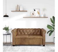 vidaXL Canapé Chesterfield 2 places – en similicuir marron – Salon/Séjour
