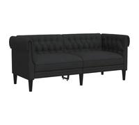 vidaXL Canapé Chesterfield 2 Places, Siège avec Accoudoirs et Dossier, Meuble de Salon Salle de Séjour Intérieur, Moderne, Noir Tissu