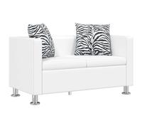 vidaXL Canapé Chesterfield 2 Places Similicuir Blanc Salle de Séjour Salon Sofa