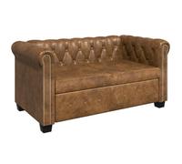 vidaXL Canapé Chesterfield 2 Places Similicuir Marron Salon Salle Séjour Sofa