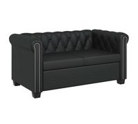 vidaXL Canapé Chesterfield 2 Places Similicuir Noir Salon Salle de Séjour Sofa