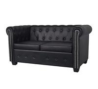 vidaXL Canapé Chesterfield à 2 places Cuir synthétique Noir 242369