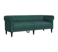 vidaXL Canapé Chesterfield 3 Places, Chaise avec Accoudoirs et Dossier, Siège avec Pieds, Fauteuil TV de Salon, Moderne, Vert Foncé Tissu