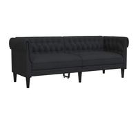 vidaXL Canapé Chesterfield 3 Places, Chaise avec Accoudoirs et Dossier, Siège avec Pieds, Fauteuil TV de Salon, Moderne, Noir Tissu