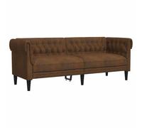 Vidaxl Canapé Chesterfield 3 Places Marron Tissu Marron
