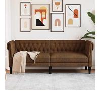 Vidaxl Canapé Chesterfield 3 Places Marron Tissu Marron