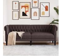 vidaXL Canapé Chesterfield 3 Places, Chaise avec Accoudoirs et Dossier, Siège avec Pieds, Fauteuil TV de Salon, Moderne, 372559