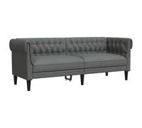 vidaXL Canapé Chesterfield 3 Places, Chaise avec Accoudoirs et Dossier, Siège avec Pieds, Fauteuil TV de Salon, Moderne, Gris Foncé Tissu