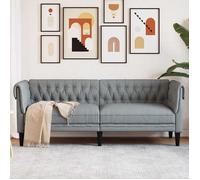 Vidaxl Canapé Chesterfield 3 Places Gris Clair Tissu Gris
