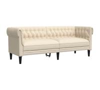 vidaXL Canapé Chesterfield 3 Places, Chaise de Télévision avec Accoudoirs et Dossier, Meuble de Salle de Séjour Maison Intérieur, Lin