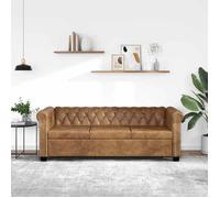 vidaXL Canapé Chesterfield 3 Places Cuir Artificiel Marron Canapé de Salon