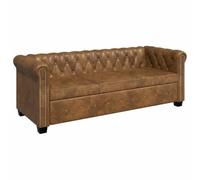 vidaXL Canapé Chesterfield 3 Places Cuir Artificiel Marron