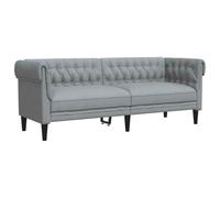 vidaXL Canapé Chesterfield 3 places Chaise avec accoudoirs, dossier et pieds Tissu gris clair
