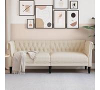 vidaXL Canapé Chesterfield 3 Places, Chaise de Télévision avec Accoudoirs et Dossier, Meuble de Salle de Séjour Maison Intérieur, Lin