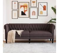 vidaXL Canapé Chesterfield 3 places marron foncé tissu