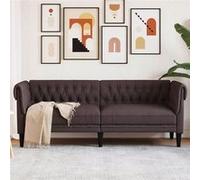 vidaXL Canapé Chesterfield 3 places marron foncé tissu372559 Marron G