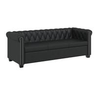 vidaXL Canapé Chesterfield 3 Places Noir Canapé de Salon Mobilier de Salon Sofa