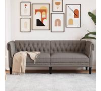 Vidaxl Canapé Chesterfield 3 Places Taupe Tissu Gris