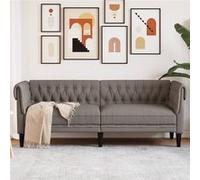 vidaXL Canapé Chesterfield 3 places taupe tissu372561 Taupe G