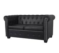 vidaXL Canapé Chesterfield à 2 places Cuir synthétique Noir 242369