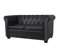VidaXL Canapé Chesterfield À 2 Places Cuir Synthétique Noir