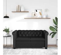 vidaXL Canapé Chesterfield 2 Places Similicuir Noir Salon Salle de Séjour Sofa