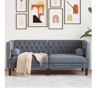 Vidaxl Canapé Chesterfield Avec Traversins 2 Places Gris Foncé Velours Gris