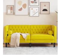 vidaXL Canapé Chesterfield avec traversins 2 places jaune velours, canapé, canapé rembourré, canapé à 2 places, causeuse, 372689
