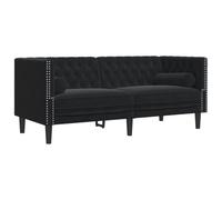 vidaXL Canapé Chesterfield avec traversins 2 Places Noir Velours, canapé, canapé rembourré, canapé à 2 Places, Causeuse, siège de Salon