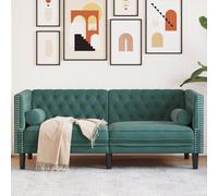 Vidaxl Canapé Chesterfield Avec Traversins 2 Places Vert Foncé Velours Vert