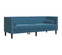 Vidaxl Canapé Chesterfield Avec Traversins 3 Places Bleu Velours Bleu